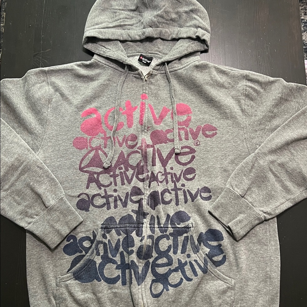 Active USA Heather Gray Zip-Up Hoodie